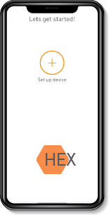 Mobile phone setup screen for HEX