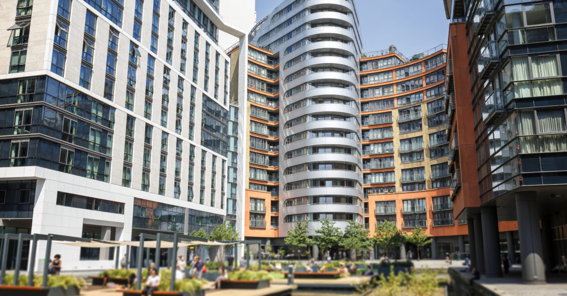 several commercial buildings in London UK